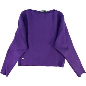 Lauren Ralph Lauren Purple Ribbed Boat Neck Dolman Sleeve Sweater Size S‎ Royal